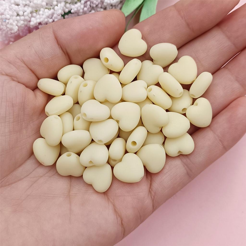 Однотонные резиновые бусины 11*10 мм, материалы для самостоятельного изготовления ювелирных изделий, аксессуары в форме сердца, 50 шт., модные бусины