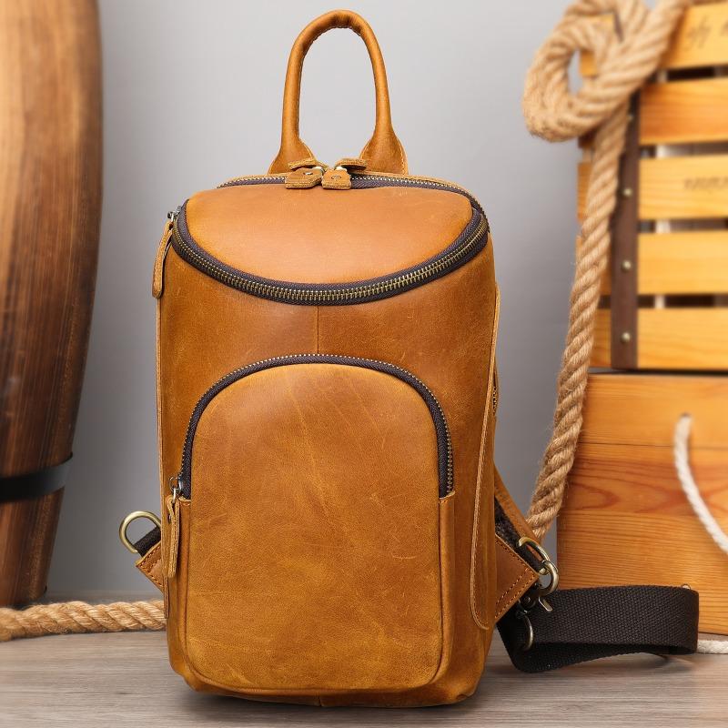 Мужская нагрудная сумка из натуральной кожи Premium Sense Crossbody Bag Vintage Большая вместительная сумка из коровьей кожи с верхним слоем