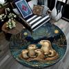 Otters Round Area Rug,Carpet Rug for Living Room Bedroom Sofa Playroom Decor,Non-slip Floor Mat