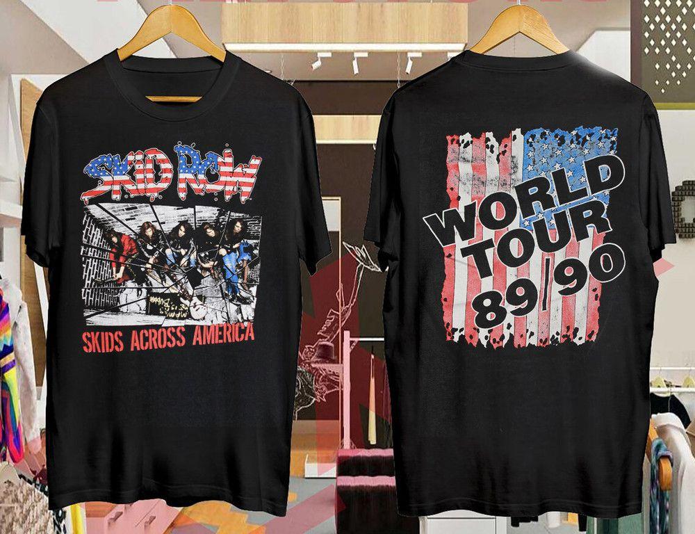 Unisex shirt Cotton Oversize Large Size Skid Row Vintage Tour 89-90 2-Sided Printed T-Shirt VN1122