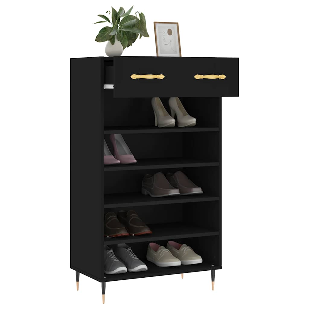 Vidaxl Szafka Na Buty, Czarna, 60X35X105 Cm, Materiał Drewnopochodny
