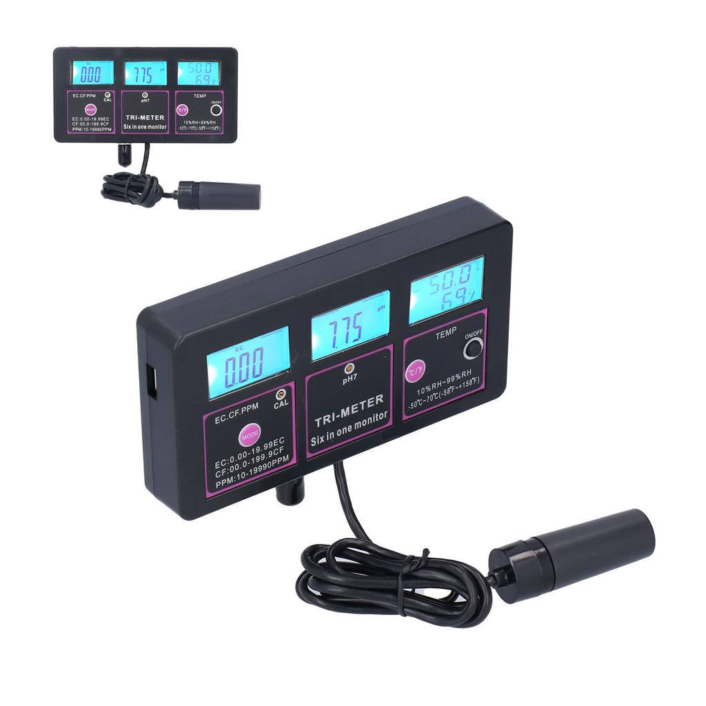 6 в 1 тестер качества воды многофункциональный PH Temp EC CF RH TDS метр для аквариумной гидропоники