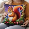 1pc Squirrel Cushion Cover Suitable for Sofa Bed Decor - Soft Zipper Closure Pillowcase with Cute Squirrel Pattern, Machine Washable Contemporary Anim