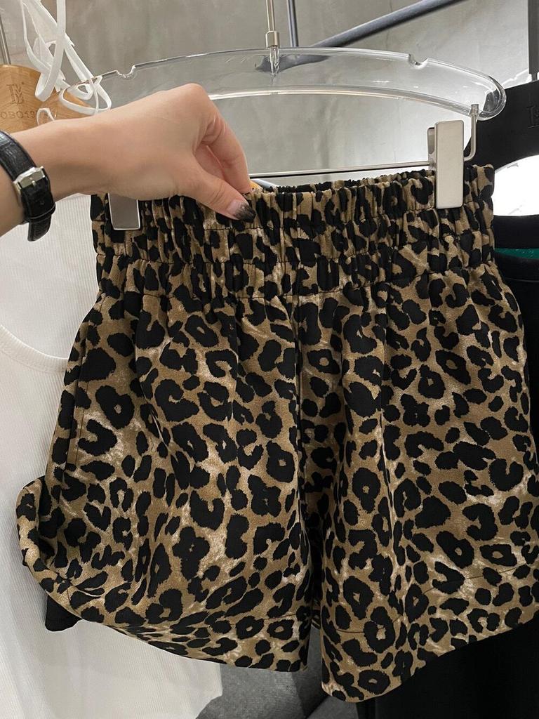 Women's XL Leopard Print High-Waist Elastic Slim Shorts - New Summer Fashion Style for Sizes 2-300 Lbs
