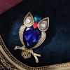 Diamond Blue Owl Brooch Pin Women'S Clothing Autumn And Winter Coat Sweater Accessories Vintage Corsage