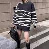 Женская одежда европейская и американская одежда высокого класса зимняя одежда пуловер с круглым вырезом свитер в полоску зебры ретро гонконгский стиль женская свободная верхняя одежда