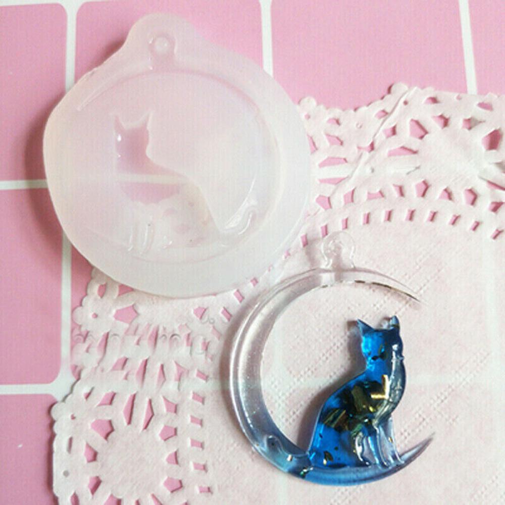 Moon Cat Pendant Mold Jewellry Making Resin Mould Epoxy Casting Craft Kit