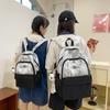 Color Block Backpack Men's Large Capacity Backpack Student Schoolbag Women's Print Backpack