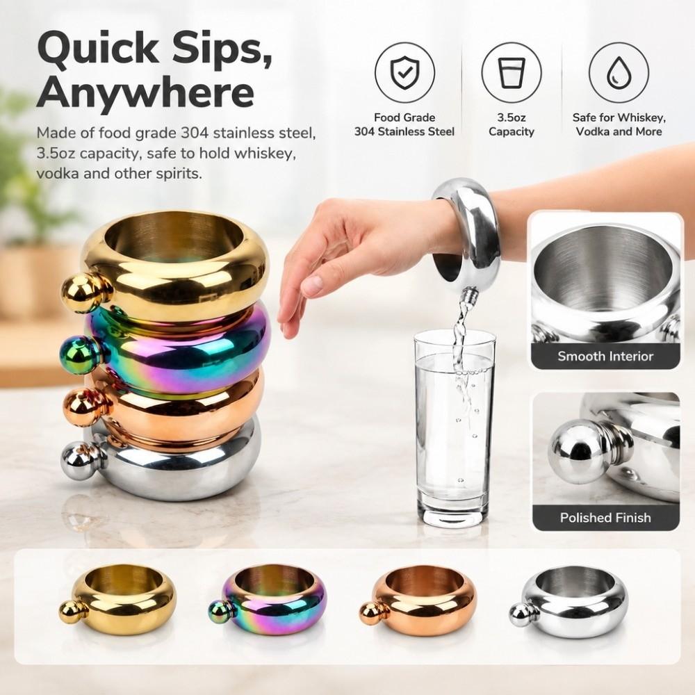3.5 Oz Round Bangle Flask Food Grade Wine Flask Portable Hip Flask Party Travel