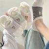 Вышитые носки-следки «Маленький мишка» для весны и лета, тонкие силиконовые противоскользящие, с прочной пяткой, не сползающие, милые полосатые невидимые носки