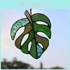 Window Stained Glass Hangings Monstera Suncatcher Leaf Plant Wall Ornaments Art