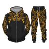 New Set 3D Printing Fashion Personality Creative Mens Zipper Hooded Suits Casual Sweatshirt Sweatpants Two Piece Sets Tracksuits