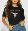 Футболка Bon Jovi Черная Мерч Группы Розовое Сердце Графическая Футболка Тур по Великобритании Рок Топ