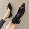 Women's Comfortable Wear-resistant Shoes Thick Heel Shallow Mouth Shoes Soft Leather Sole Trendy Brand Women's