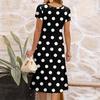 Women's Casual Cute Pattern Print Round Neck Midi Dress Basic Classic Outdoor Everyday Short Sleeve Loose Dress