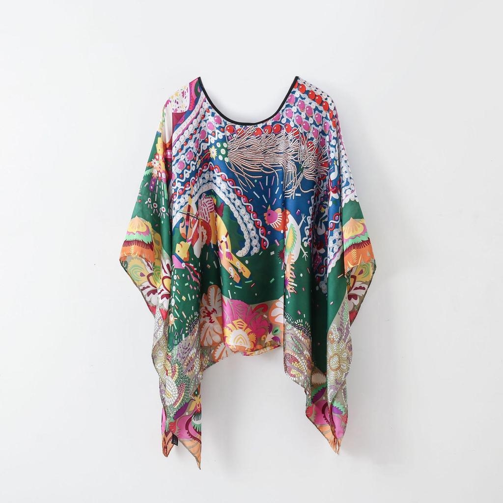 Женский весенне-летний шелковый шарф и солнцезащитная шаль-кардиган