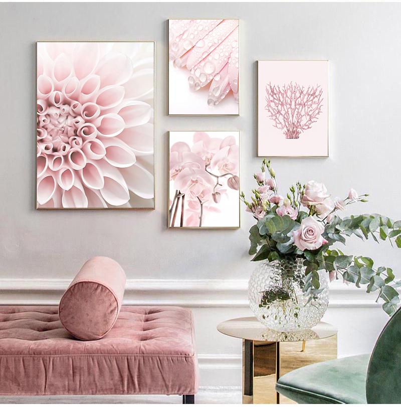 Розовый цветок фаленопсис пион георгин цитаты настенная живопись на холсте плакаты на скандинавскую тему и принты настенные панно для гостиной без рамы