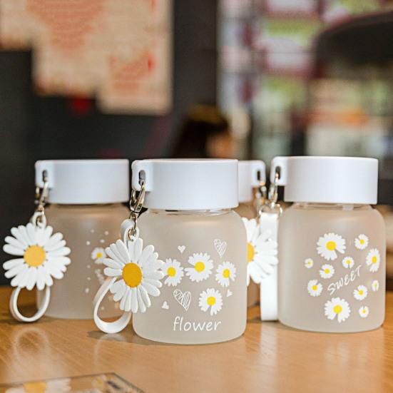 Yousheng 350 мл Цветочный узор Стеклянная бутылка для воды Портативная простая экологически чистая бутылка для питья