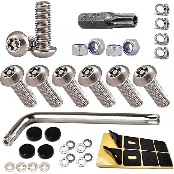 Aootf Черные противоугонные винты для номерного знака - Нержавеющая сталь, устойчивая к ржавчине, защитные болты-крепежи для переднего и заднего крепления номерного знака автомобиля - M6 (1/4") Блокировка