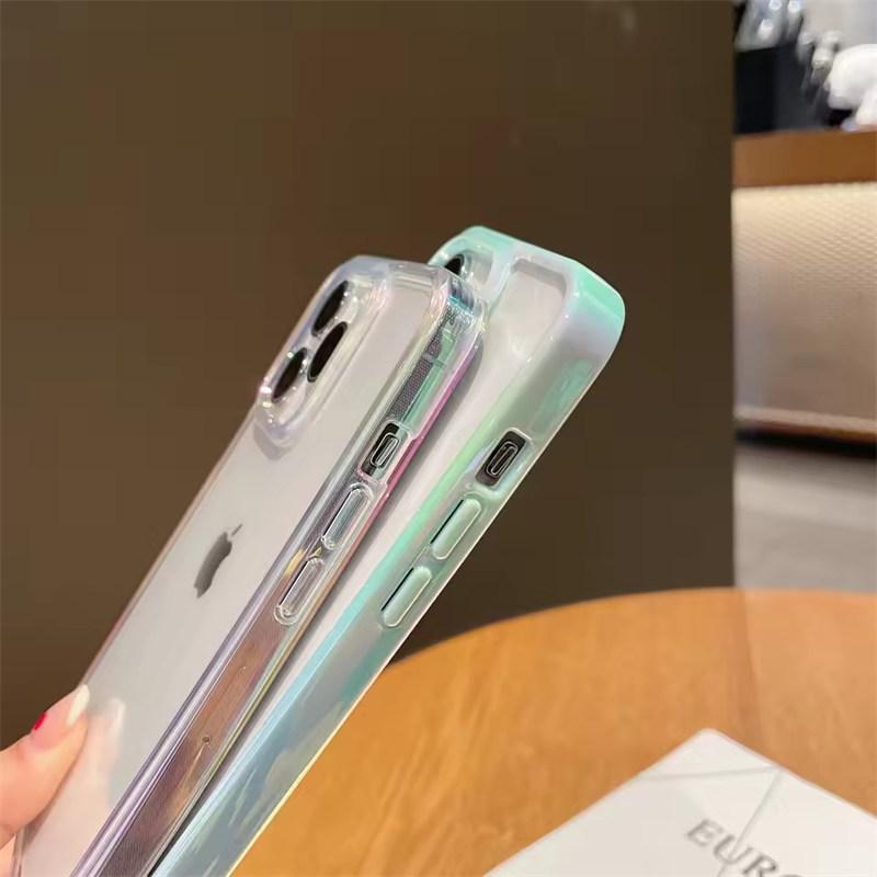 Роскошный прозрачный чехол для телефона INS Dazzling Rediation Frame Macaroon Color для iPhone 15 14 11 12 13 Pro Max Plus с задней крышкой