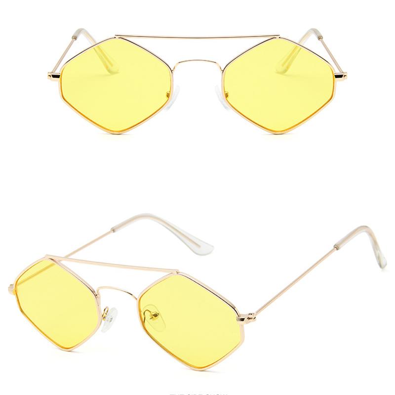 Очки с двойным лучом, модные океанские очки, полигональные унисекс-солнцезащитные очки, металлические, женские, мужские, дикие ретро-солнцезащитные очки с бриллиантами