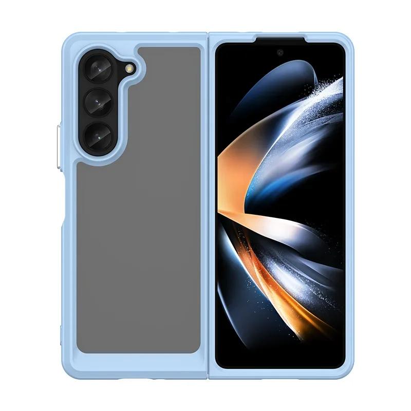 Красочный прозрачный TPU чехол-книжка с акриловой задней панелью для Samsung Galaxy Z Fold 6 5 4 3 5G Z Fold6 Flip6, задняя крышка с защитой от отпечатков пальцев