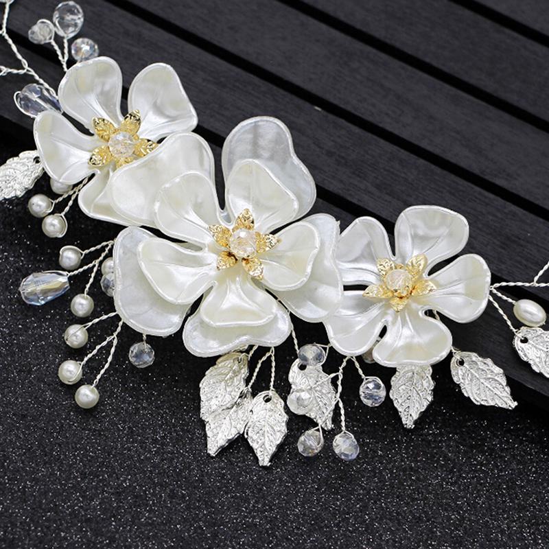 Женская свадебная белая заколка для волос с жемчугом и цветком