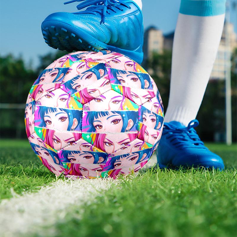 Girl group Print Size 5 Soccer Ball, PU Wear Resistant Football for Match Training and Daily Practice, Birthday Gift for Soccer Fans