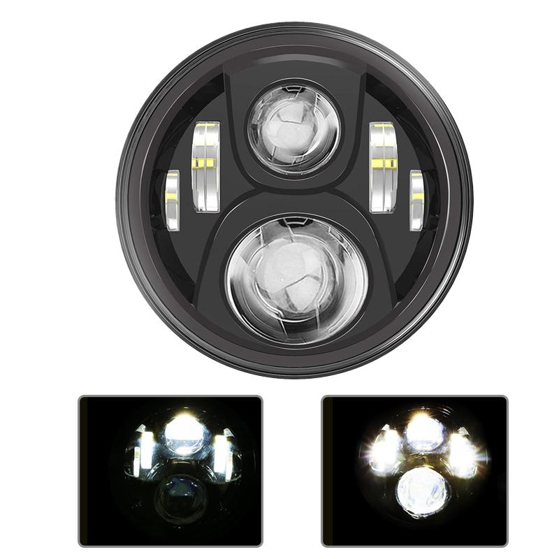 For Lada 4x4 Urban Niva Wrangler TJ JK LJ CJ Land Rover Defender Hummer Running Lights 7 Inch LED Headlight H4 Hi-Lo