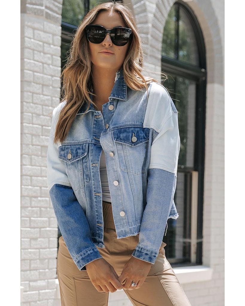 Azura Exchange Джинсовая куртка в стиле пэчворк с необработанным краем и цветными блоками