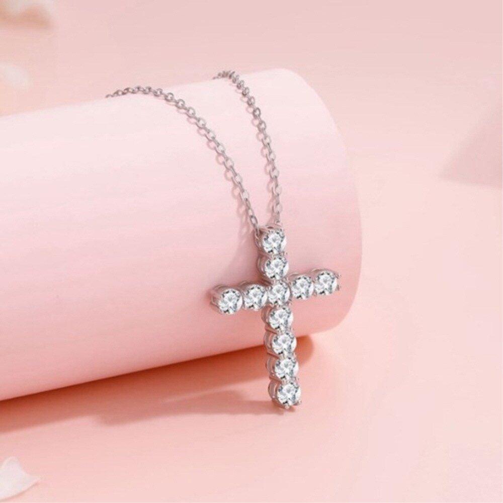 [Osjarak] Женское кубическое блестящее ожерелье-мини-цепочка с крестом