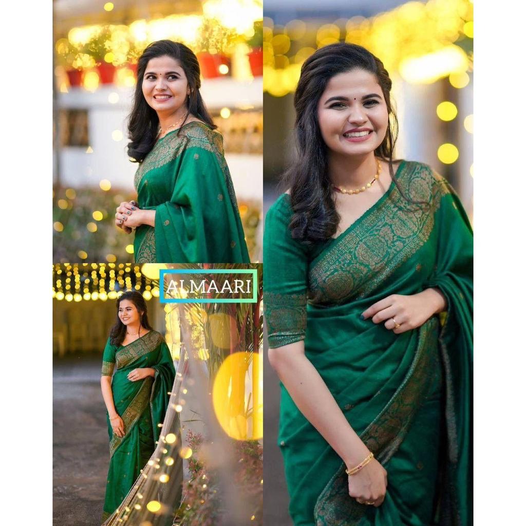 Silk Saree from the ALMAARI Store Is Adorned with Beautiful Zari Work In Form of Traditional Motifs. This Beautiful Saree