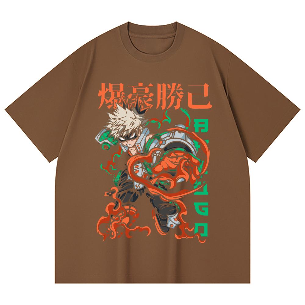 230 Gsm 100% Cotton My Hero Academia V14 Bakugo Print Unisex Heavy Cotton T Shirt