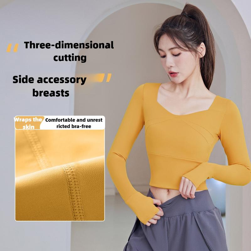 Осенне-зимние бесшовные облегающие спортивные топы для фитнеса и бега с длинным рукавом для йоги