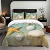 Ocean Theme Quilt Cover Three-Piece Beach Shell 3D Digital Printing Quilt Cover Pillowcase