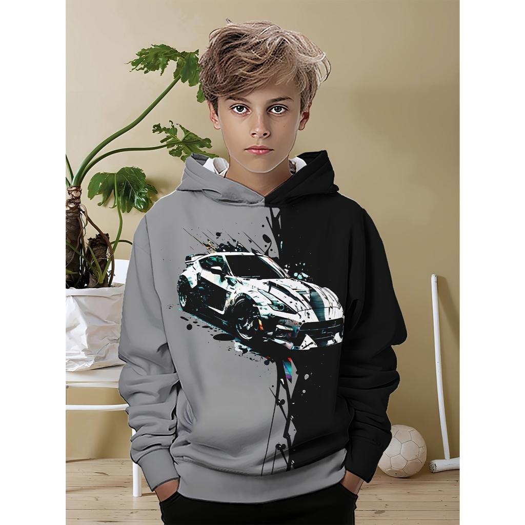 Худи с капюшоном для мальчиков, повседневная модная толстовка с 3D-принтом для весны, осени и зимы, детский пуловер с длинным рукавом, детская одежда