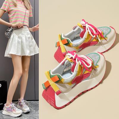 Bn016 Новая обувь для папы, женская весенне-летняя дышащая повседневная многоцветная универсальная дорожная обувь с толстой подошвой, увеличивающая рост