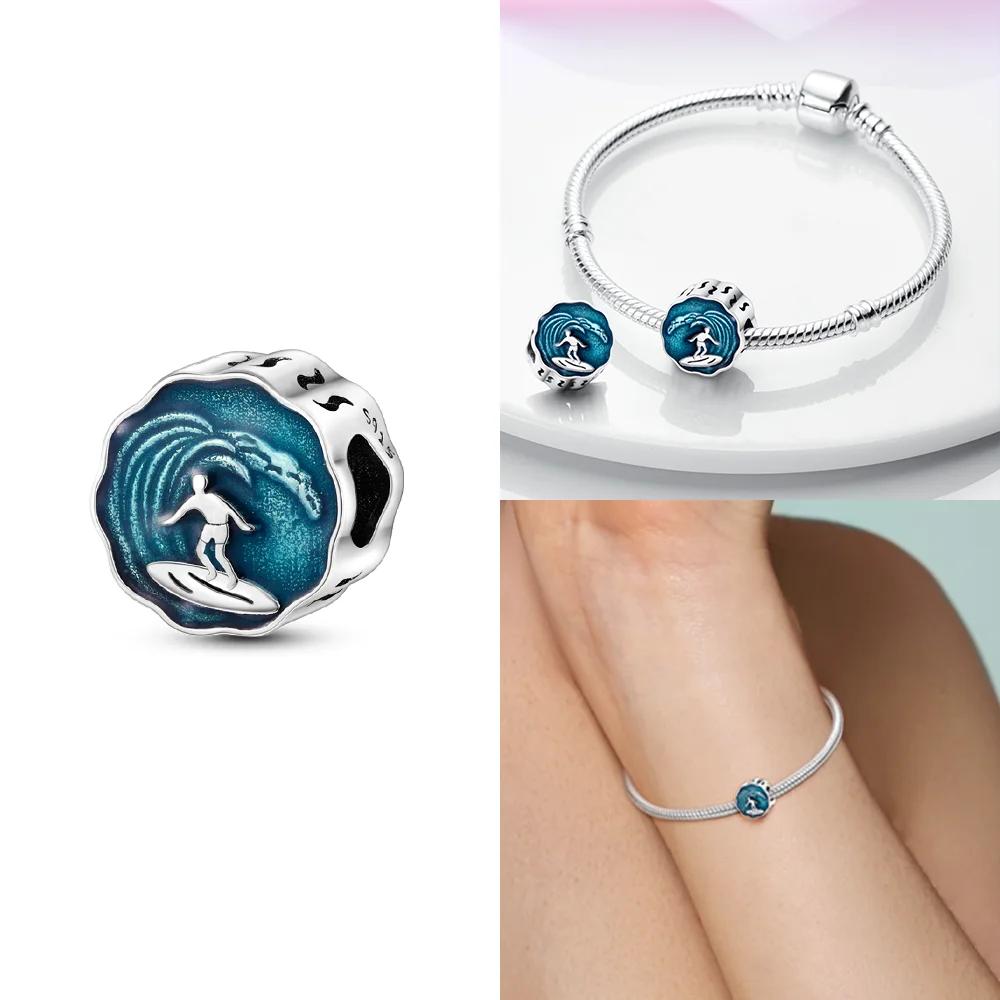 Original Ocean Series Fit 3Mm Bracelet 100% Authentic Copper Turtle Crab Mermaid Charm Beads Diy Jewelry Gift