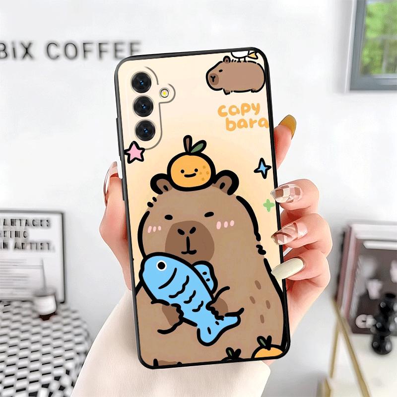 Забавный Капибара Мультяшный Милый Мягкий Чехол для Телефона для Samsung A17 A37 A57 A16 A26 A36 A56 A15 A25 A35 A55 A14 A24 A34 A54 A13 A23 A33
