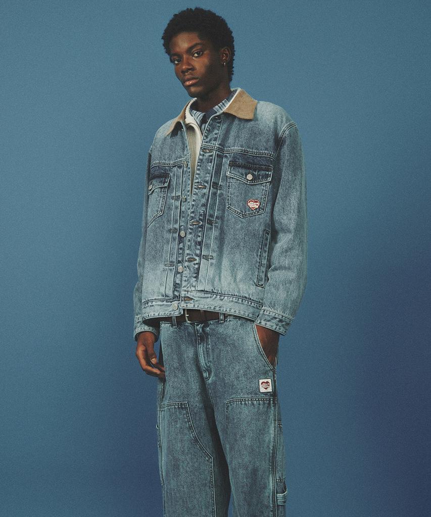 Mark Gonzales Heart Collection Washed Denim Jacket - L/Blue