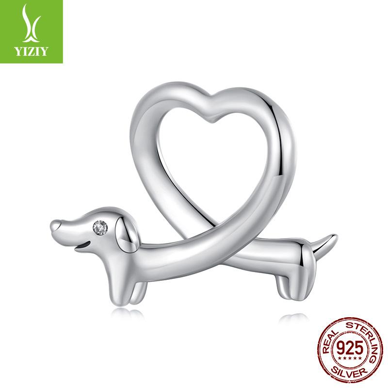 Love Dachshund String Beads S925 Silver Children'S Fun Creative Diy Bracelet Accessories