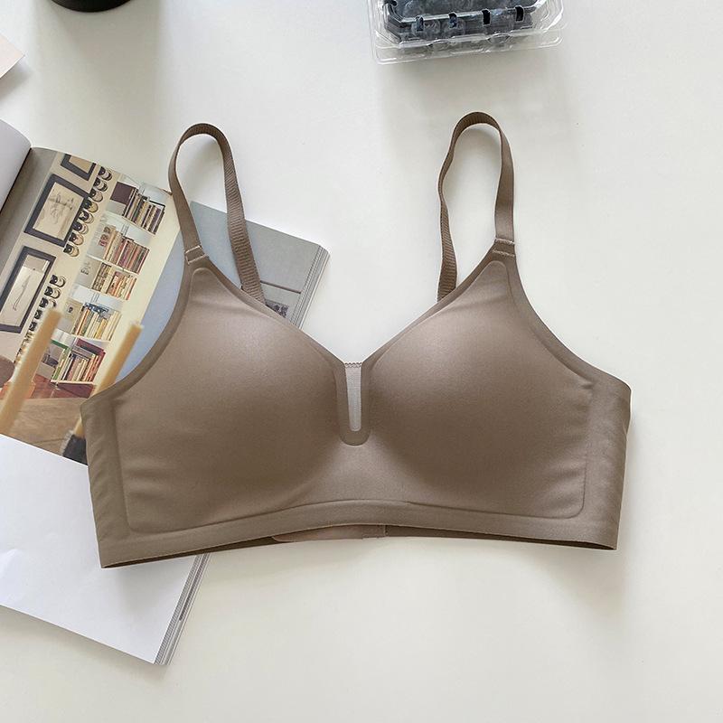 Traceless underwear women's summer thin small breasts gather and close secondary breasts, new jelly strips, anti-sagging bra