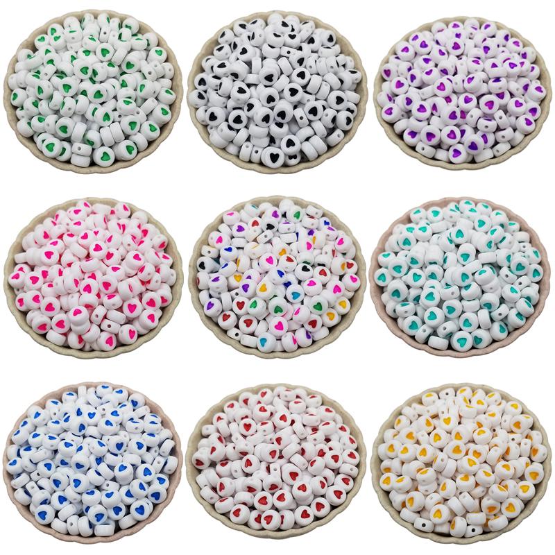 100 шт. 7 мм акриловые свободные бусины-разделители в форме сердца DIY ювелирные аксессуары изготовление браслета и ожерелья