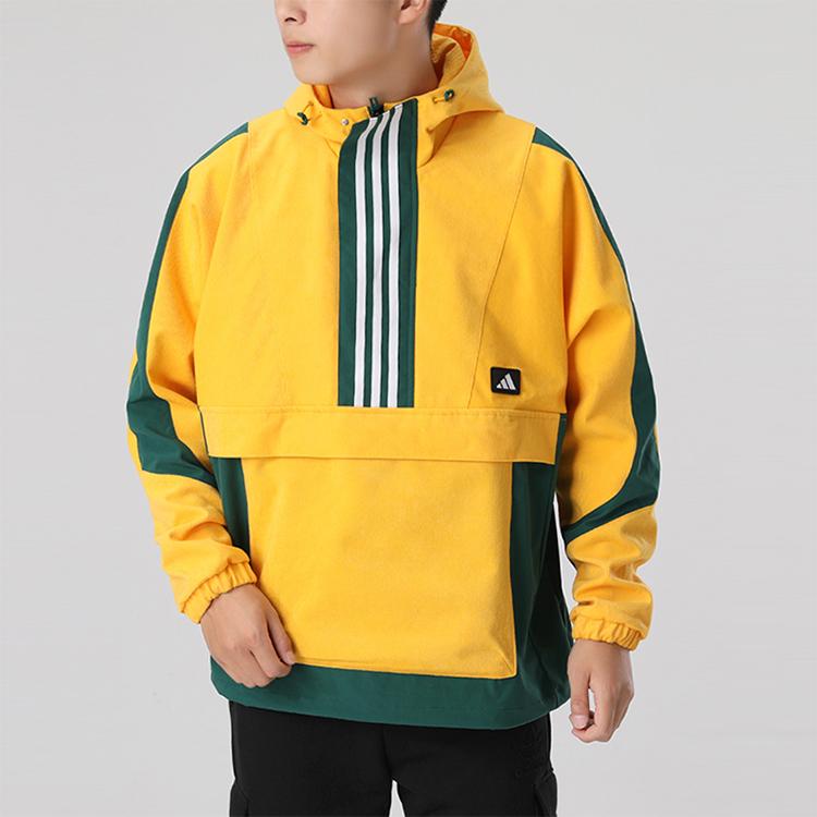 adidas Ветровка с капюшоном в стиле колор-блок, мужские куртки, желтый GM4453