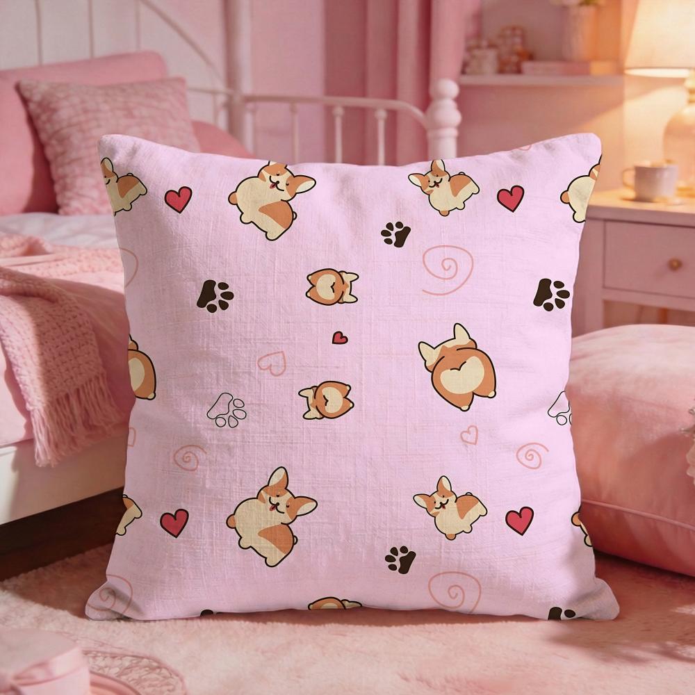 Adorable CCute CorgiS Cushion Cover Premium Comfort Reversible Pillow Cove Two in One Design for Any Room Car Interior