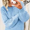 Women's Pullover Long Sleeve Crew Neck Twisted Knit Sweater