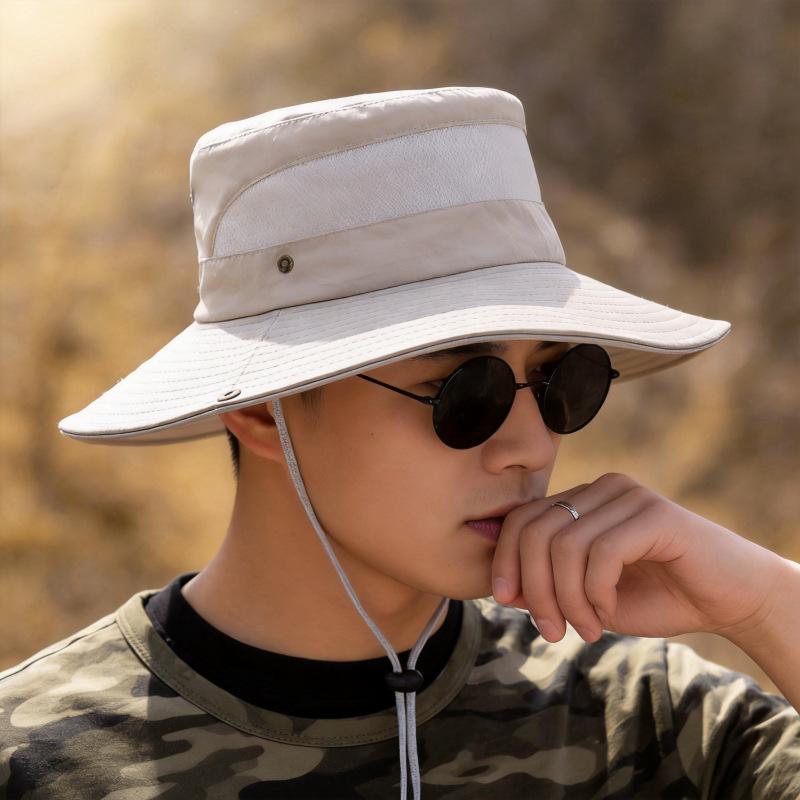Spring and summer new big head circumference bucket hat men's mesh breathable outdoor mountaineering fishing wide brim sun hat