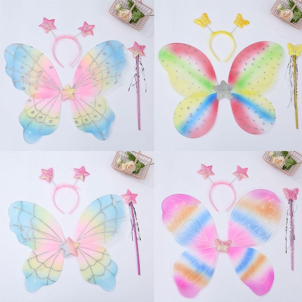 3 шт./компл. Костюм принцессы, нарядные крылья, нарядные крылья бабочки, феи, наборы крыльев феи для девочек и детей