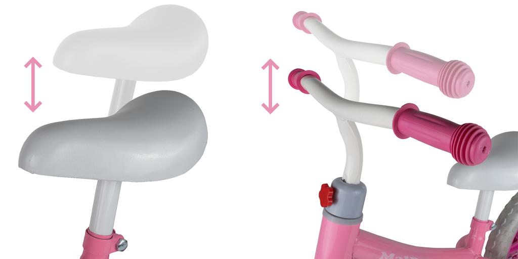 Childrens 12 Inch Balance Bike EVA Wheels Pink and White