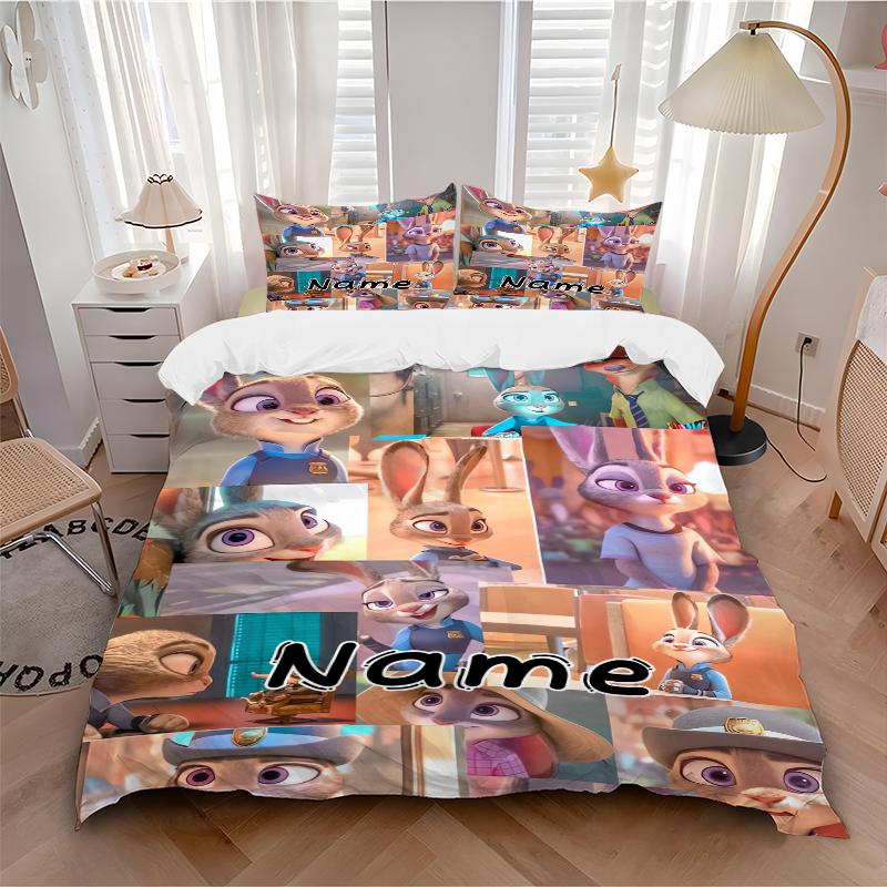 Custom Textile Zootopia Heroes Bedding 3 Piece Set HD Print Duvet Cover Pillowcases for Teens Adult Bedroom Decoration